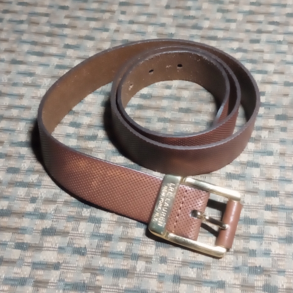 Ralph Lauren Brown Leather Belt with Gold Buckle - Picture 1 of 12